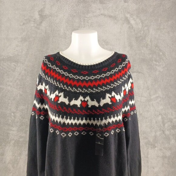 NWT KAREN SCOTT Holiday Dog Pattern Sweater LARGE(12-14) Cotton Blend Pullover - Picture 2 of 13